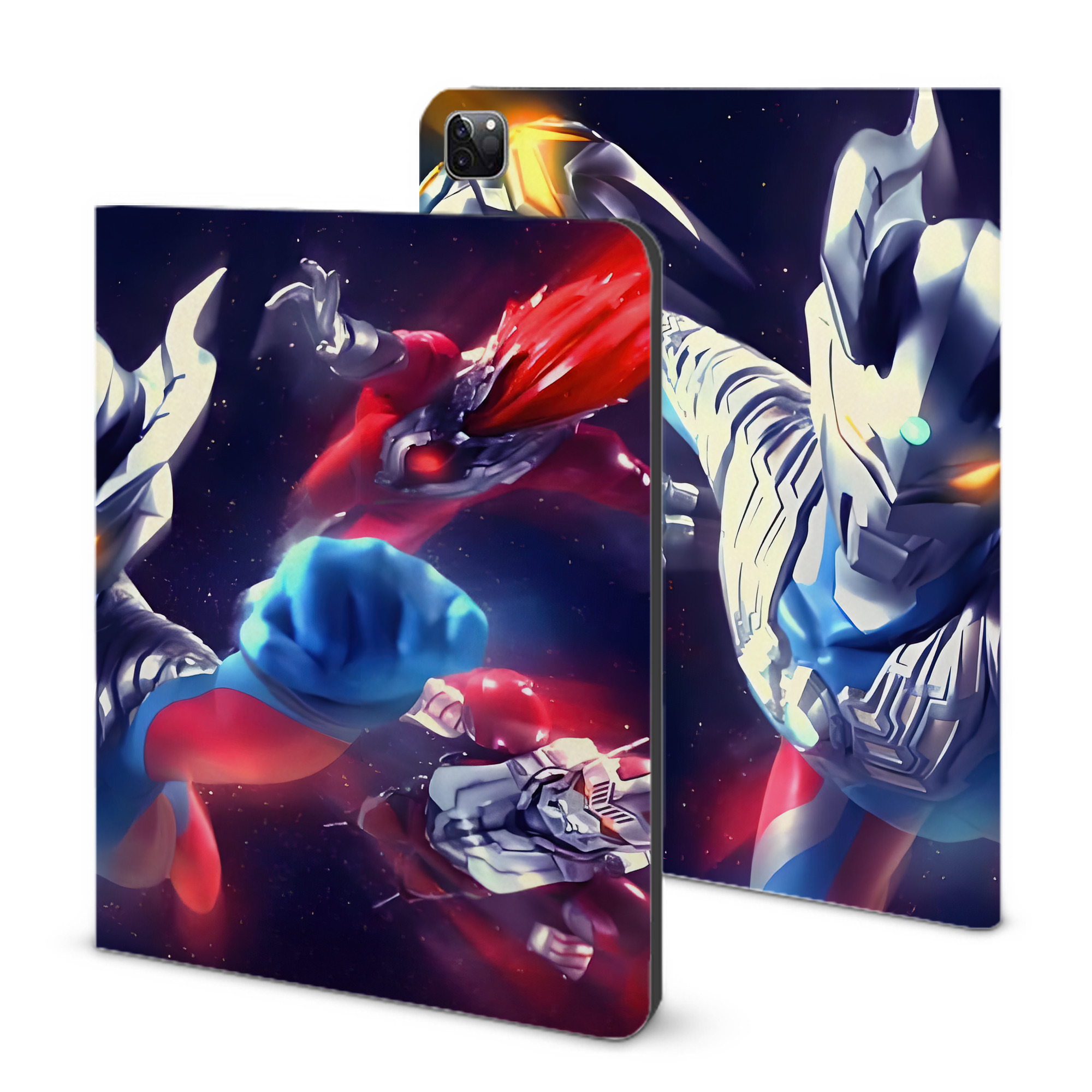 （画像用） ウルトラマン Ultraman IPad ケース ブック型 PUレザー TPU 耐衝撃 軽量 薄型 ペン収納なし 全面保護 IPad 各モデル対応